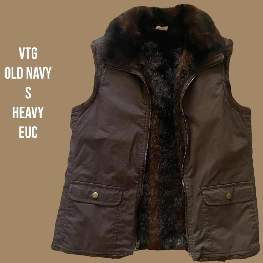 Old Navy Dark Brown Vest with Faux Fur Lining